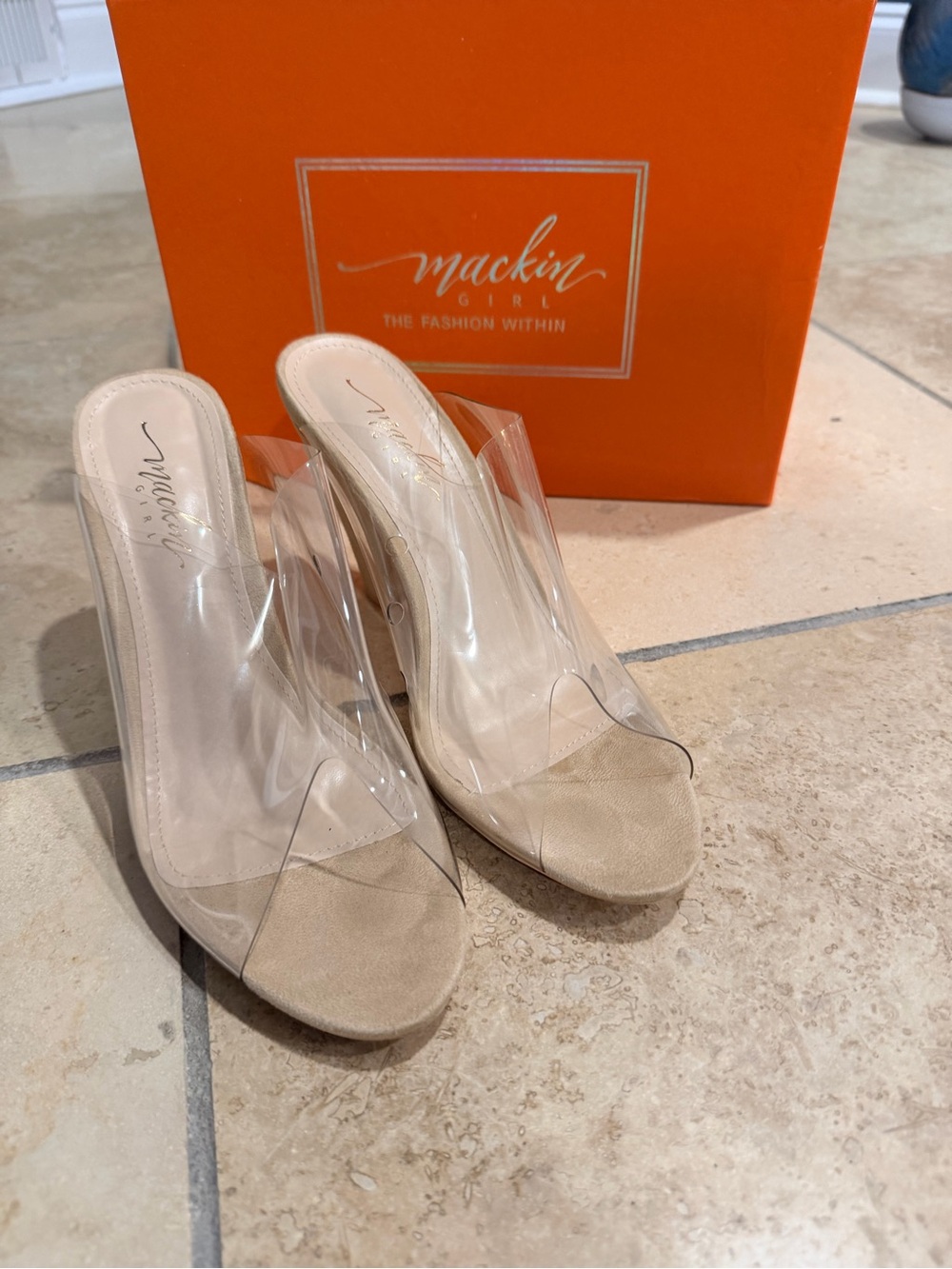Nude Clear Slide Sandals
